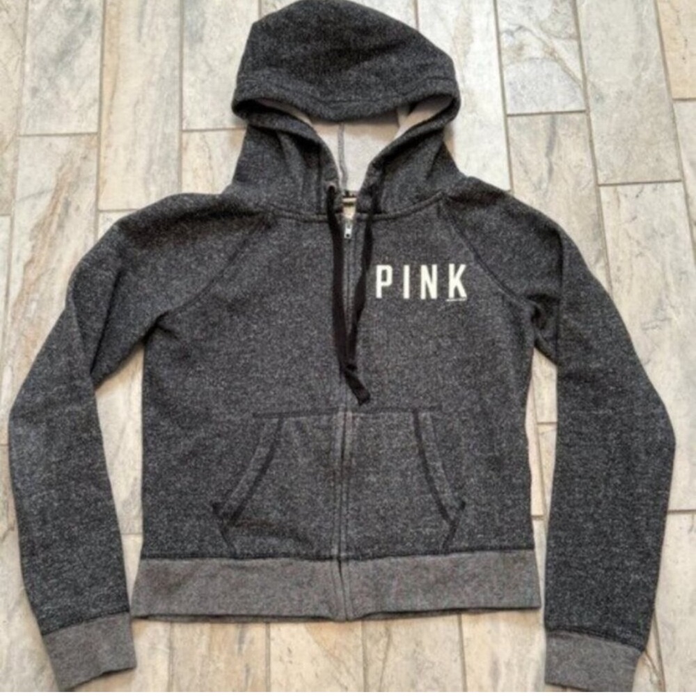 Pink by Victoria's Secret women's medium black/gray fleece lined jacket